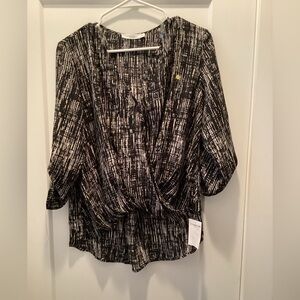 NWT Lush‎ Abstract Faux Wrap Blouse size small